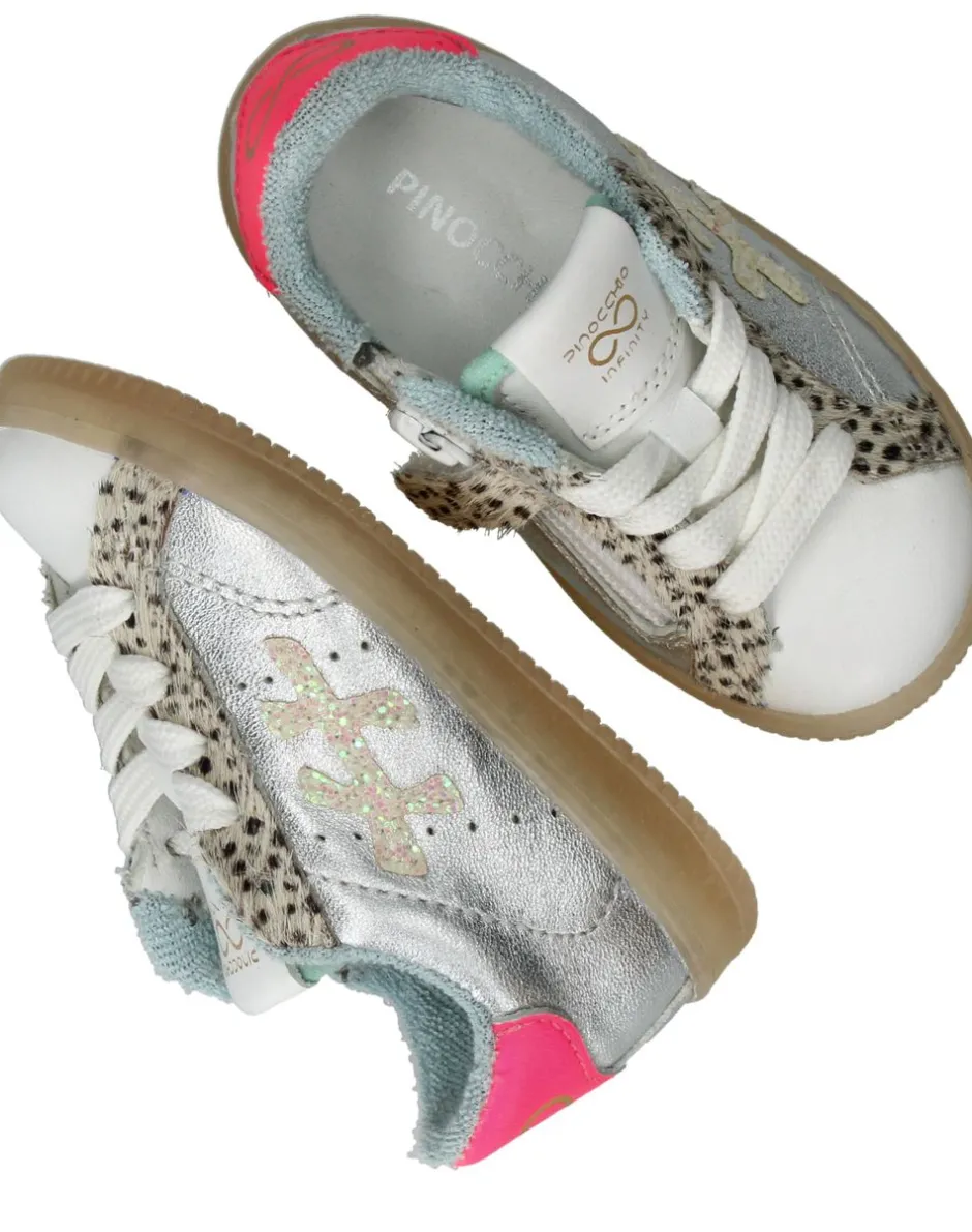 Pinocchio Sneakers Zilver Meisjes| Baby|Sneakers