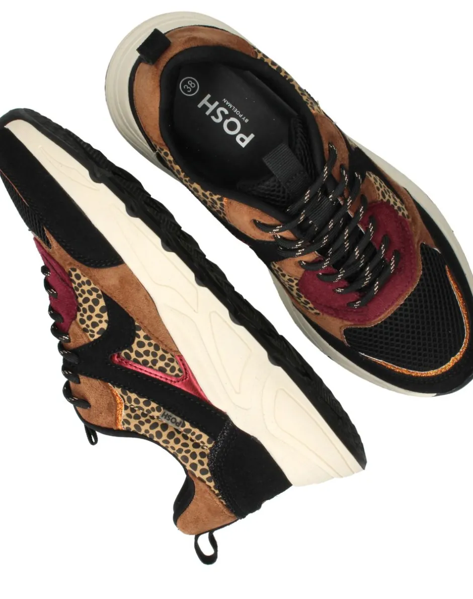POSH by Poelman Sneakers Bruin Dames|DAMES Sneakers