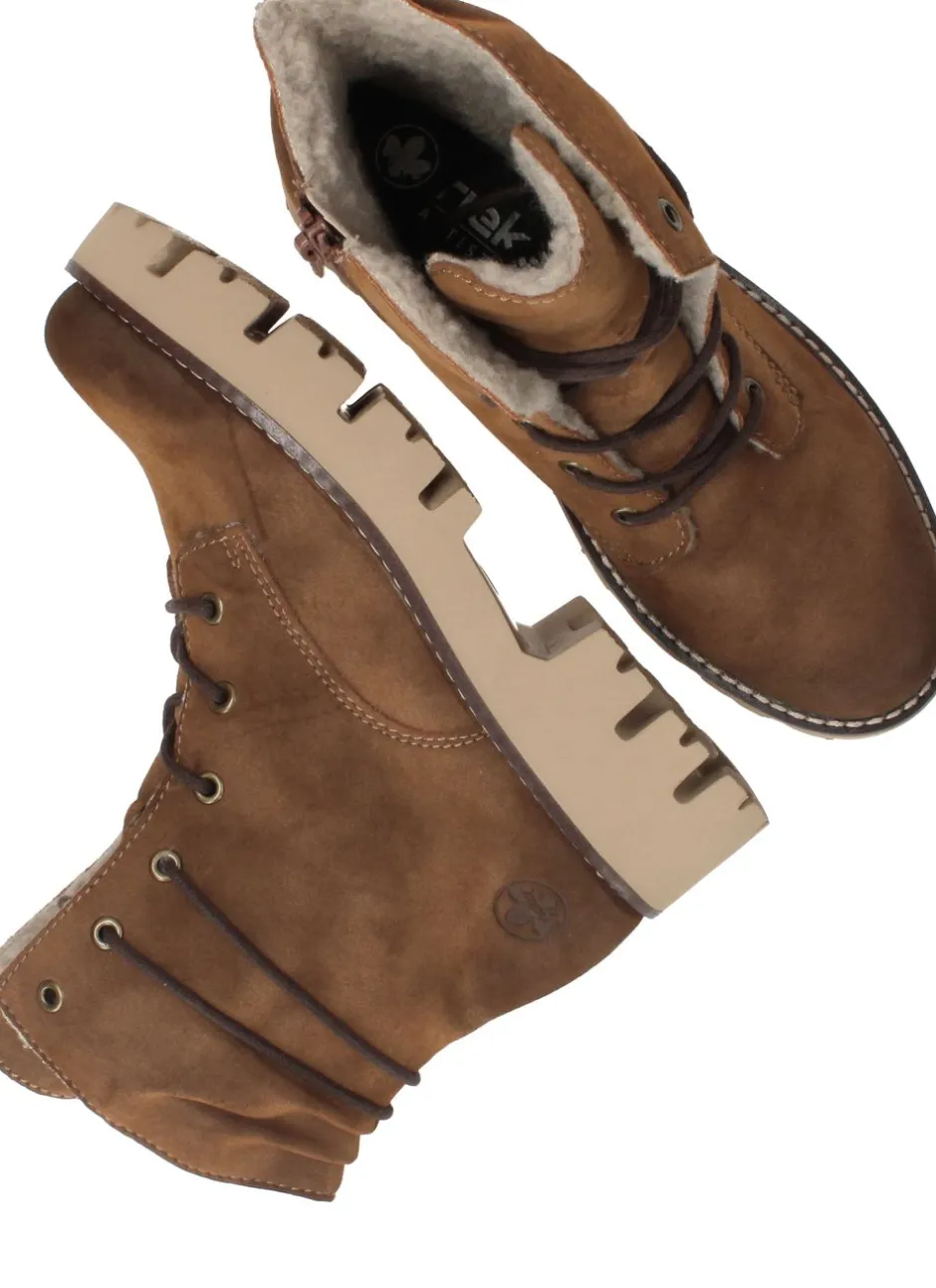 Rieker Veterboots Cognac Dames|DAMES Boots