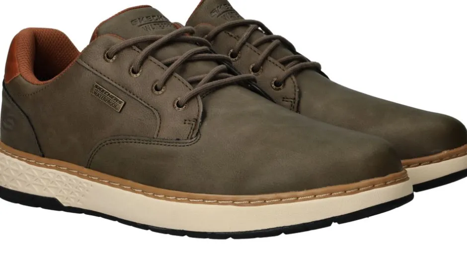 Skechers Garlan Pryor Waterproof Veterschoenen Grijs Heren|Heren Veterschoenen