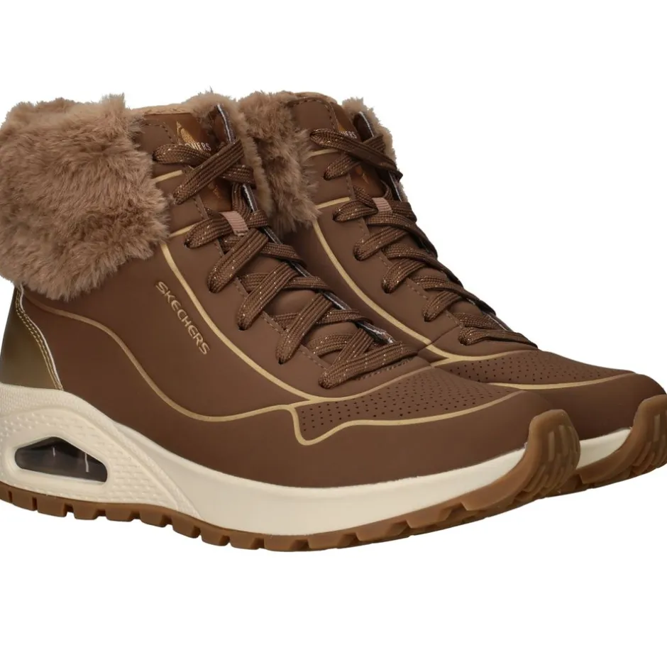 Skechers Uno Rugged Fall Shimmer Veterboots Bruin Dames|DAMES Veterschoenen|Sneakers