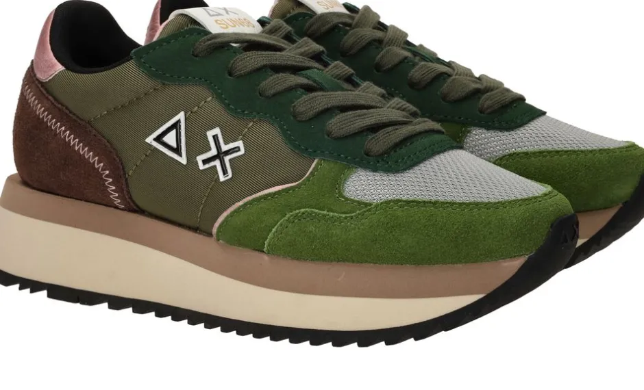 SUN68 Big Ally Solid Sneakers Groen Dames|DAMES Sneakers