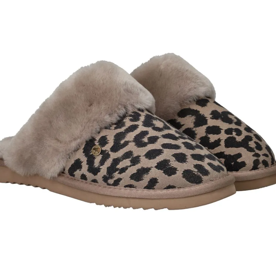 Warmbat Collie Pantoffels Taupe Dames|DAMES Pantoffels