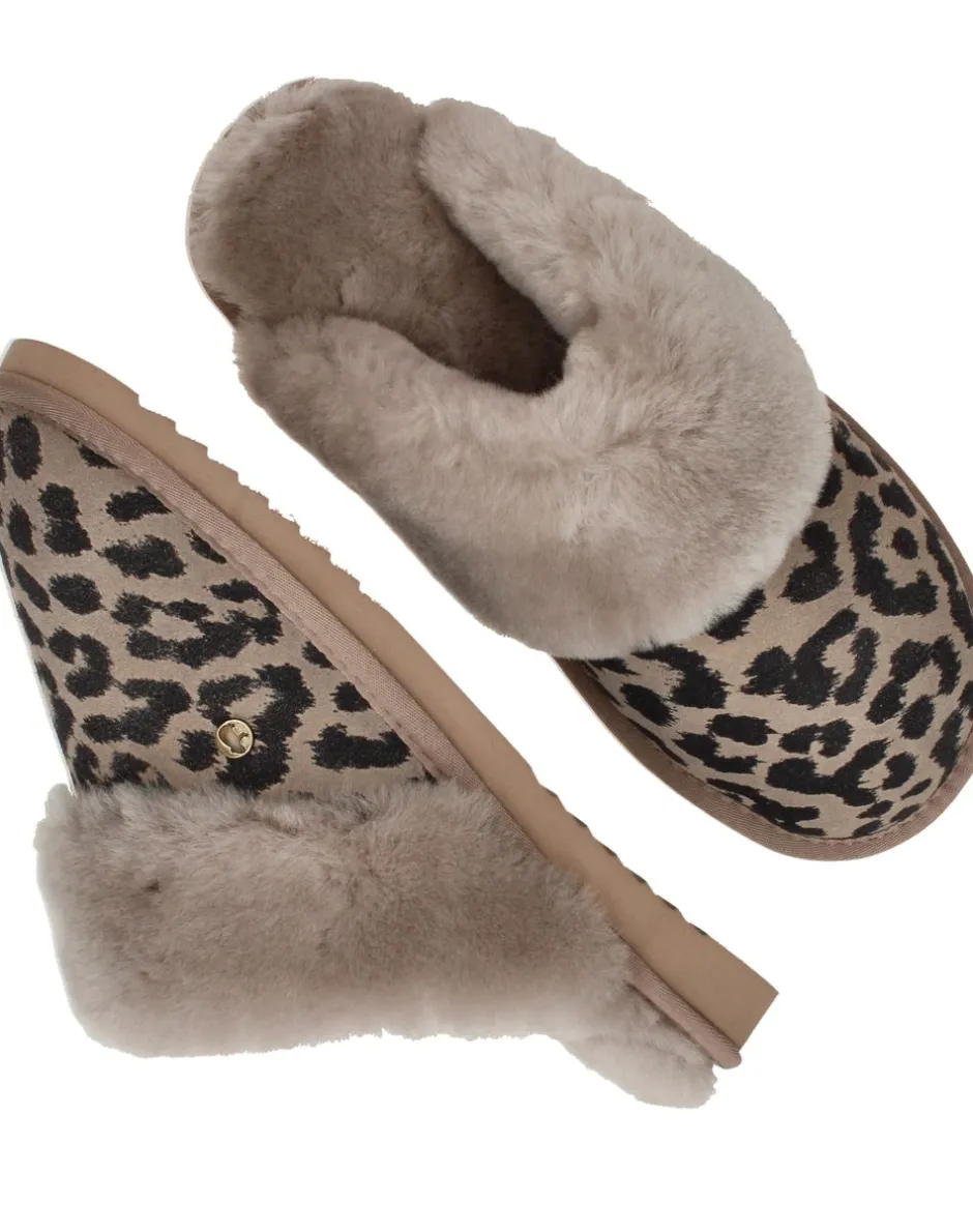 Warmbat Collie Pantoffels Taupe Dames|DAMES Pantoffels