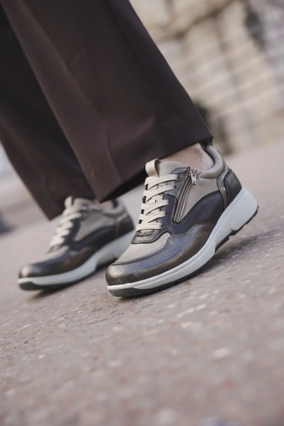 Xsensible Grenoble Stretchwalker Sneakers Bruin Dames|DAMES Comfort|Sneakers