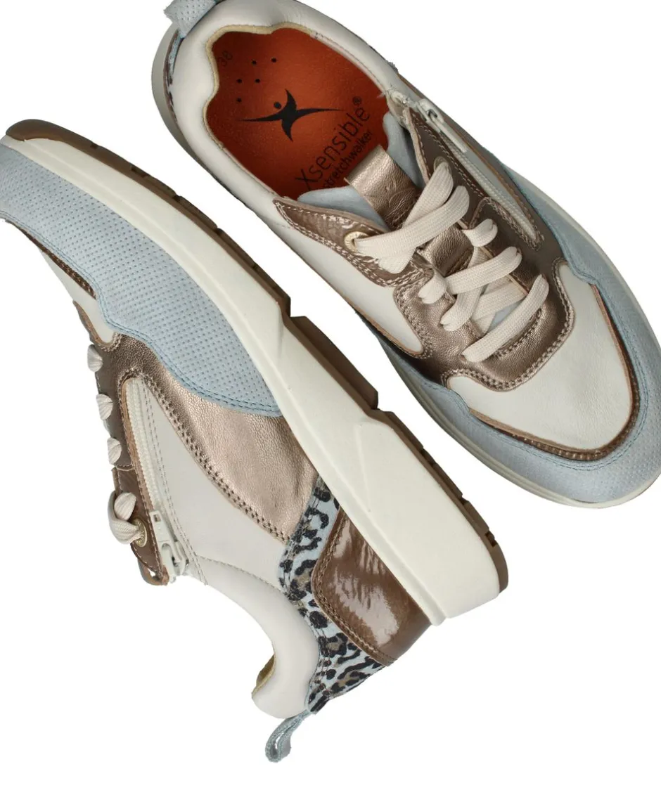 Xsensible Grenoble Stretchwalker Sneakers Beige Dames|DAMES Veterschoenen|Comfort