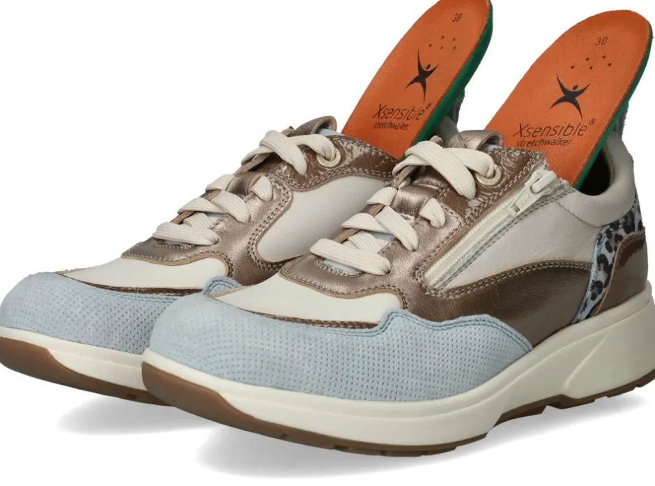 Xsensible Grenoble Stretchwalker Sneakers Beige Dames|DAMES Veterschoenen|Comfort