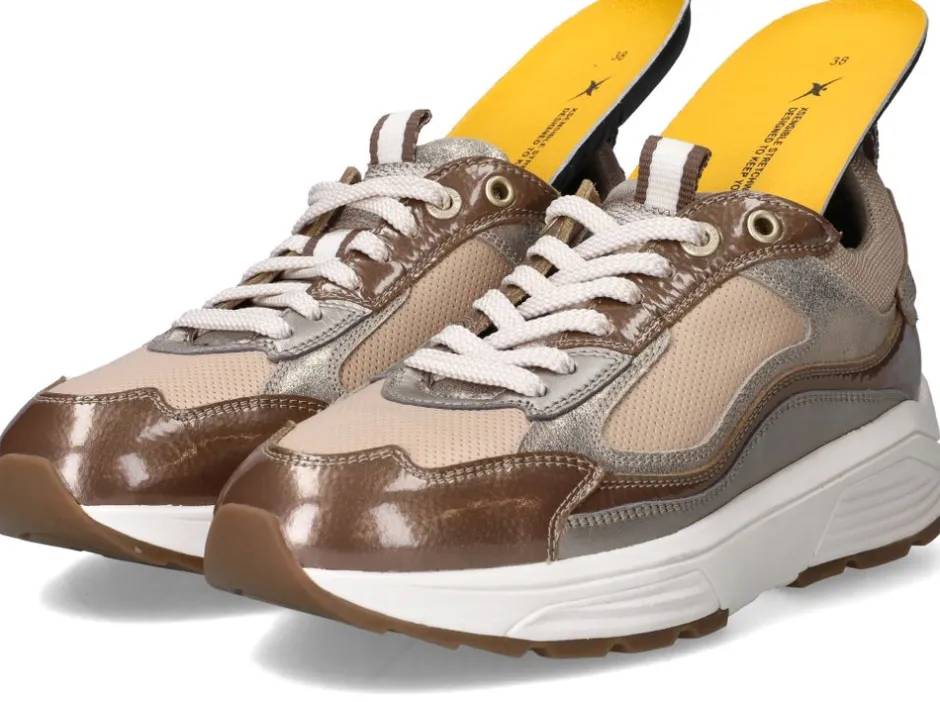 Xsensible Milau Stretchwalker Sneakers Taupe Dames|DAMES Veterschoenen|Comfort