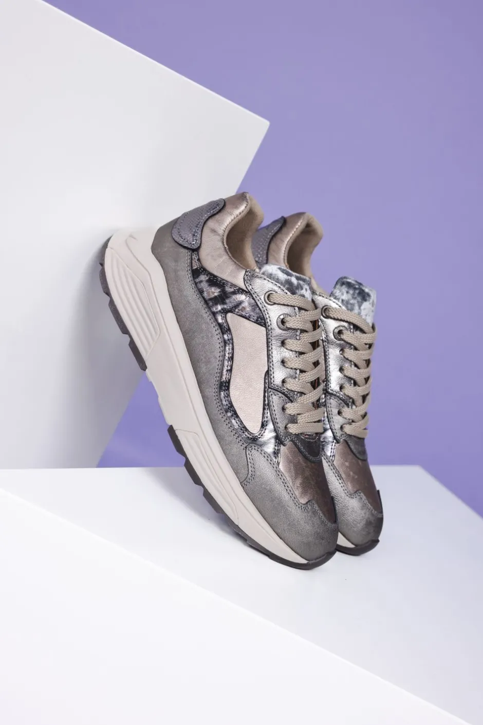 Xsensible Milau Stretchwalker Sneakers Zilver Dames|DAMES Comfort|Sneakers