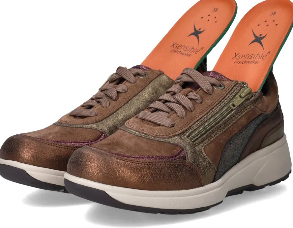 Xsensible Valletta Stretchwalker Sneakers Bruin Dames|DAMES Comfort|Sneakers